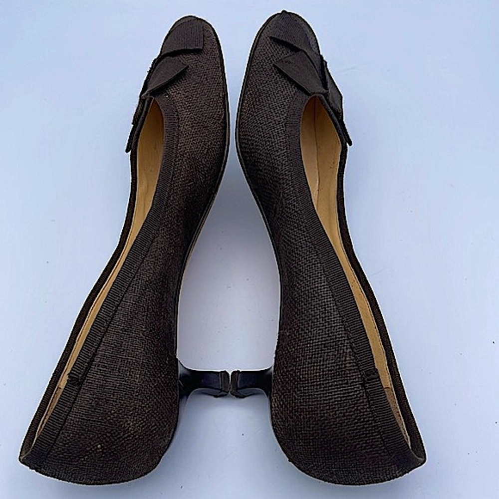 ANNE KLEIN NEW YORK | Brown Bow Tweed Kitten Heel Pumps | Sz 7M - Picture 8 of 15